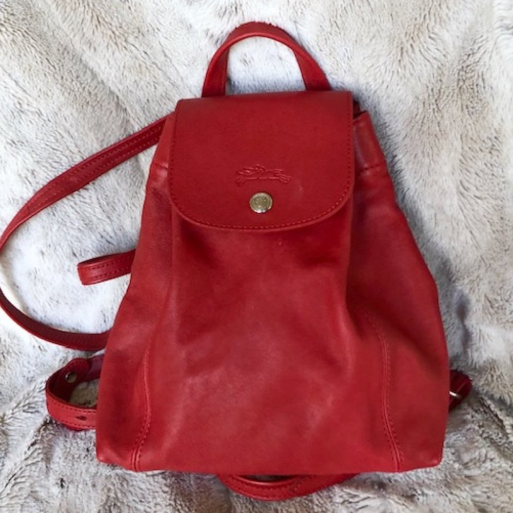 LONGCHAMP Mini Leather Backpack - Red